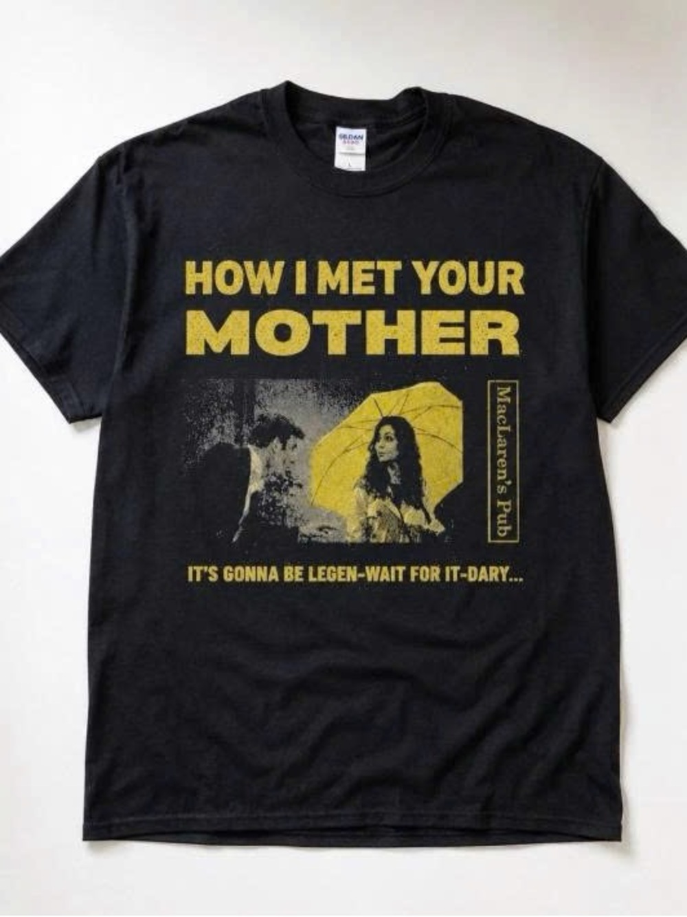 Gildan Black Short Sleeve Tee with Yellow Graphic - How I Met Your Mother